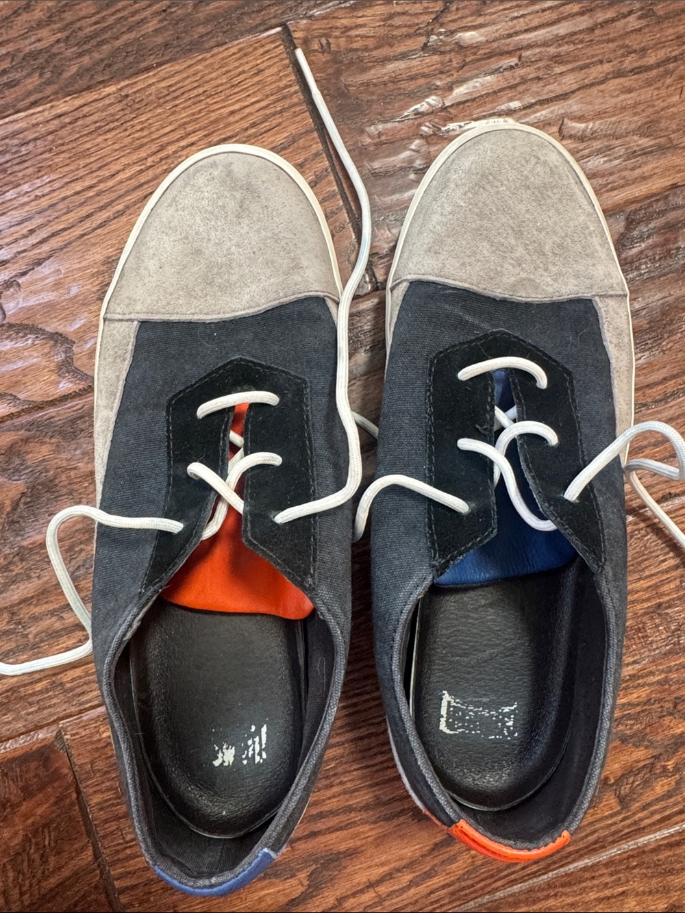 Camper Men's “Twins” Casual Suede Lace-Up Sneakers, Gray&Navy w/contrasting trim